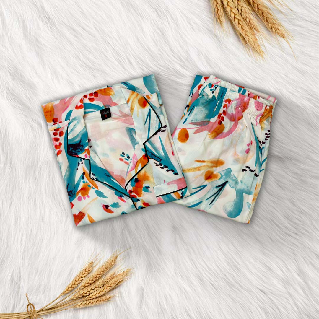 Imported Linen Printed Sleepy Bear PJ Set-LP15