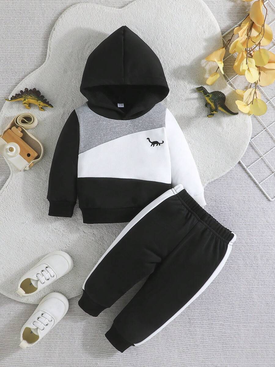 Black Panel Dinosaur Printed Kids Winter Suit (Each)