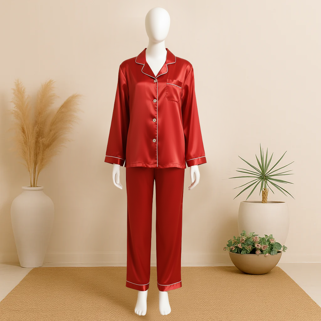 Red Silk Night Suit