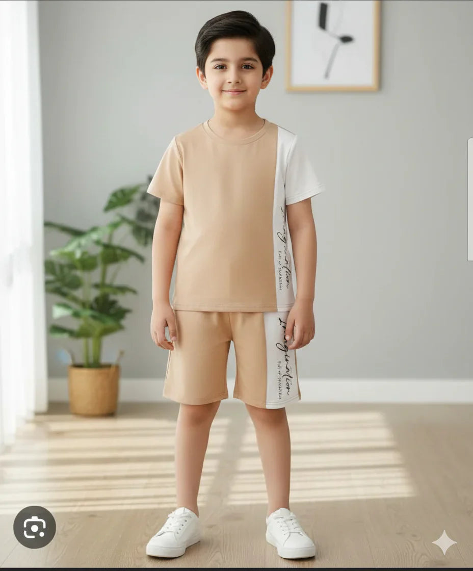 Brown Signature Printed Kids Short Set (Each)