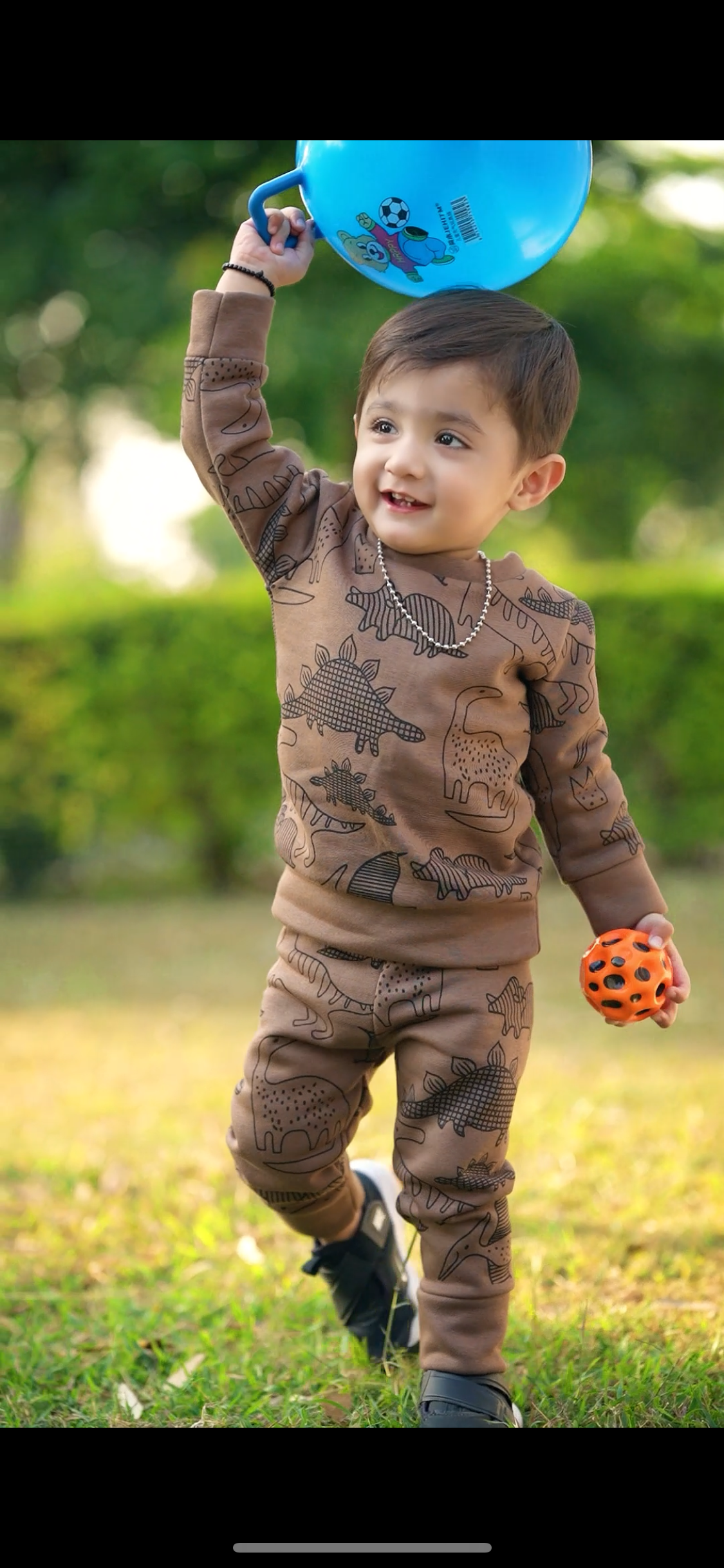 Fleece Fabric Brown Dino & Multi Bear Printed Suit  Pack Of Two