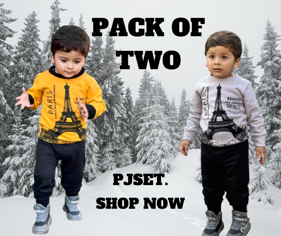 Fleece Fabric Grey & Yellow Paris Printed Suit  Pack Of Two