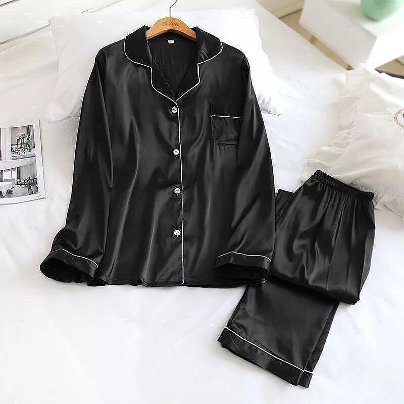 Black Silk Night Suit for Women – Soft Satin Comfort Sleepwear