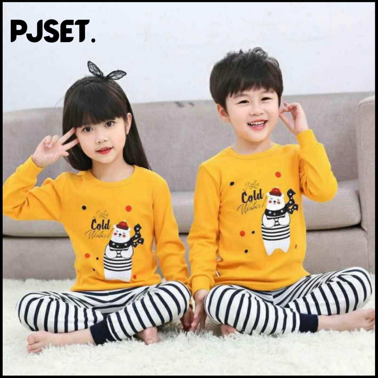 Yellow Cute Panda Kids Wear