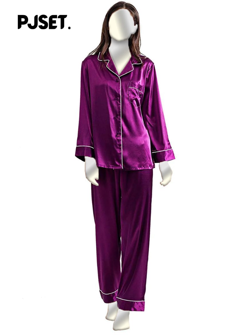 Purple Silk Night Suit