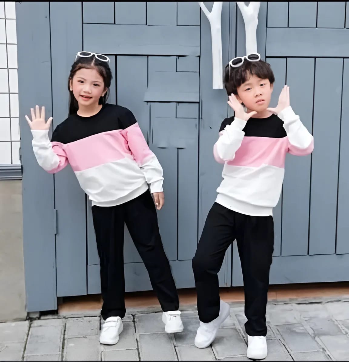 Fleece Fabric Black & Pink Panel  Kids Winter Suit ( Each )