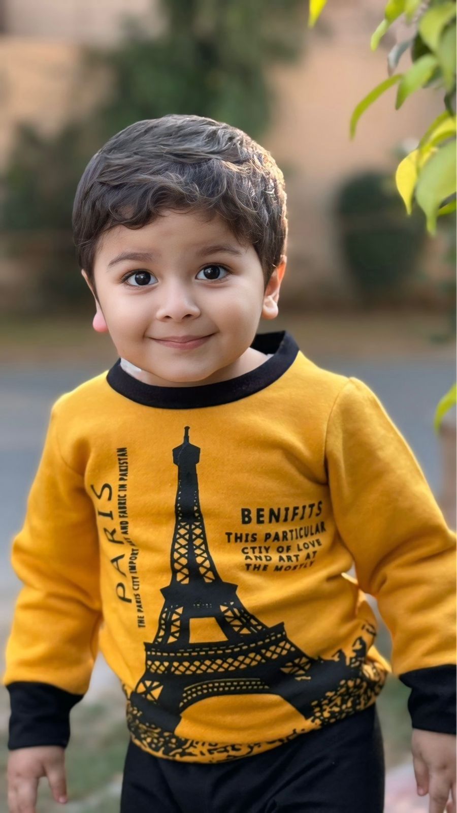 Fleece Fabric Yellow  Paris Printed Suit  ( Each )