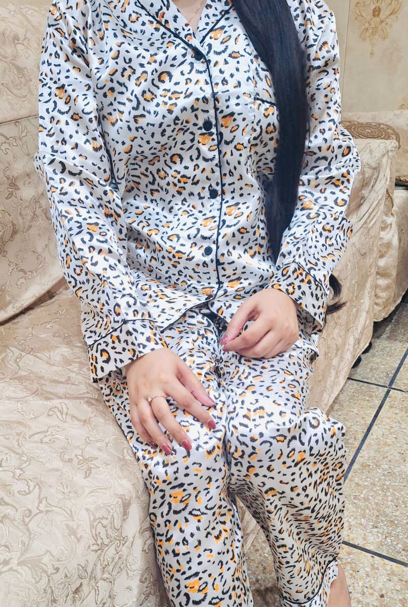 Cheta Print Silk Night Suit