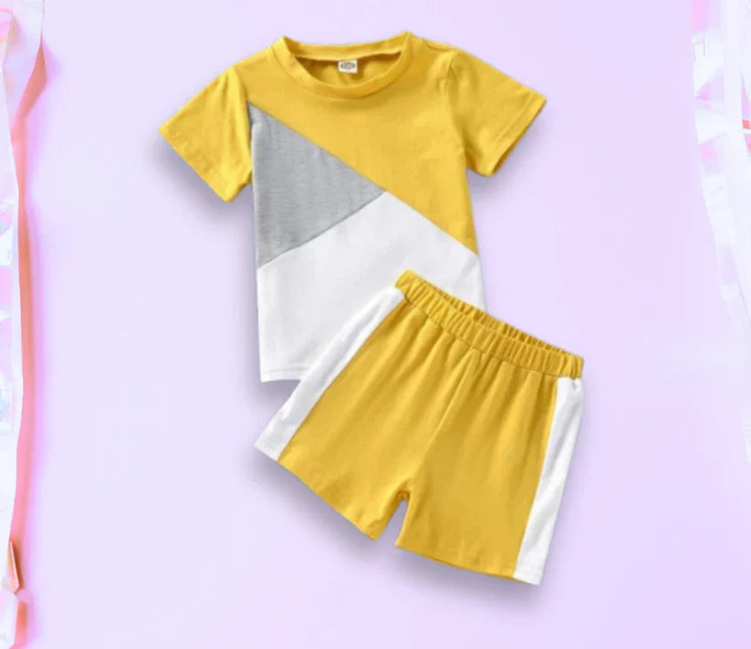 Yellow Panel Kids Short Set (Each)