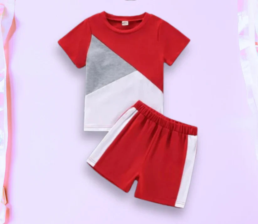 Red Panel Kids Short Set (Each)