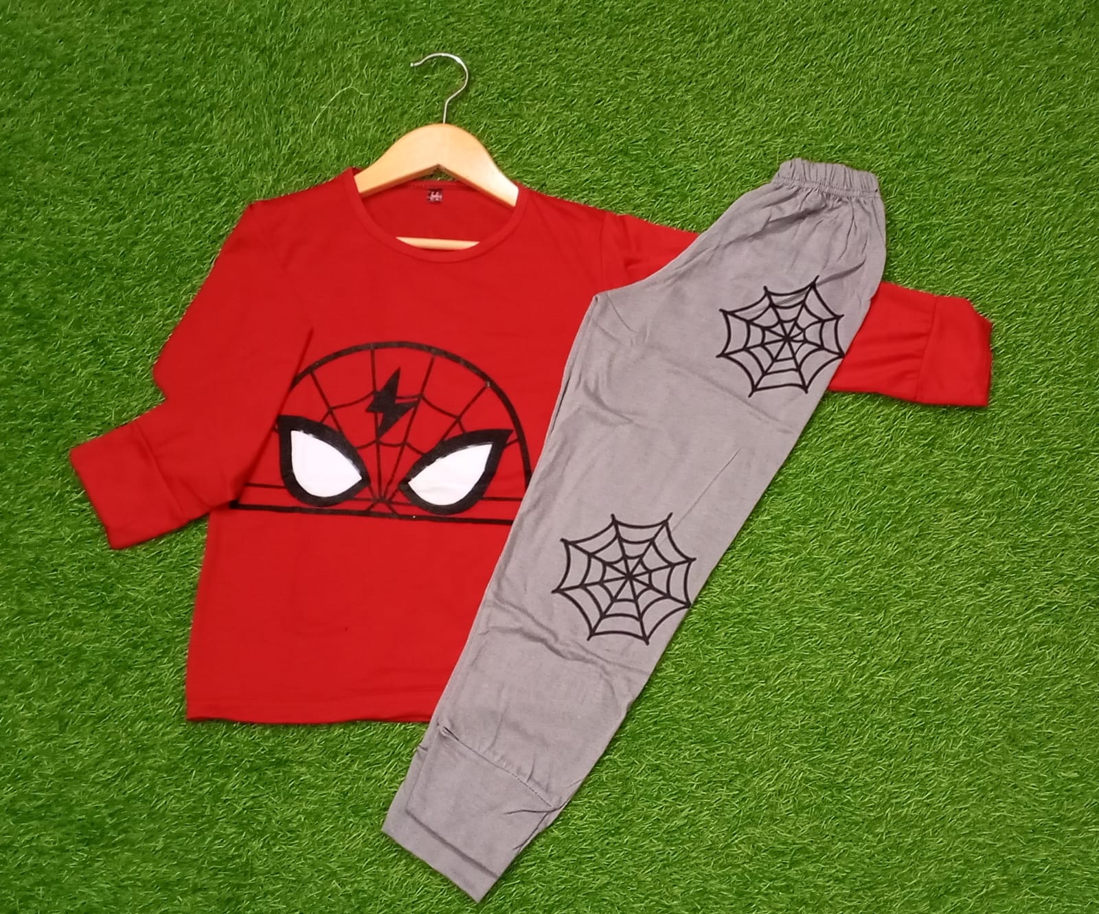 Red Spider Man Printed Half Sleeve Kids Suit (Each)