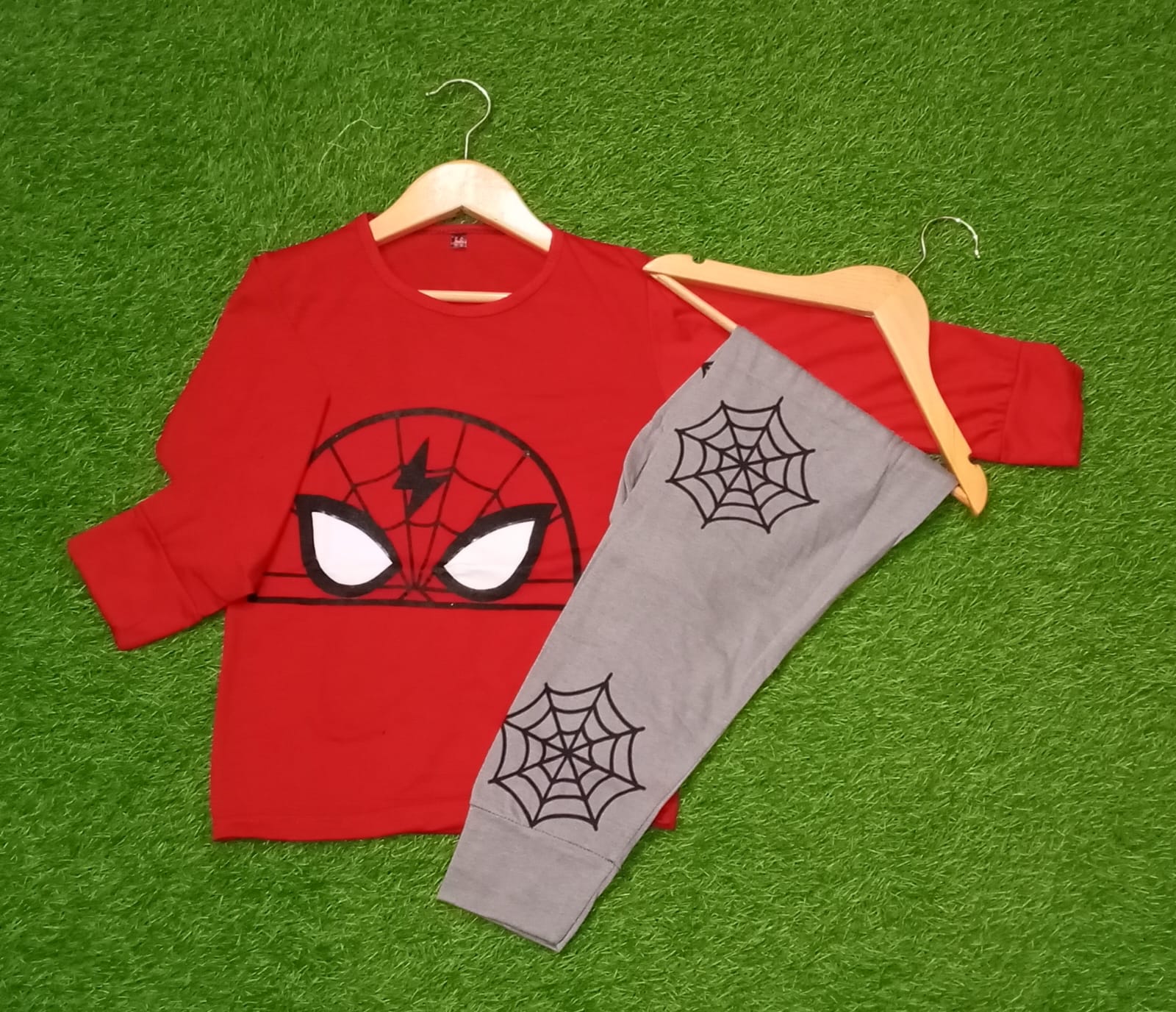 Red Spider Man Printed Half Sleeve Kids Suit (Each)