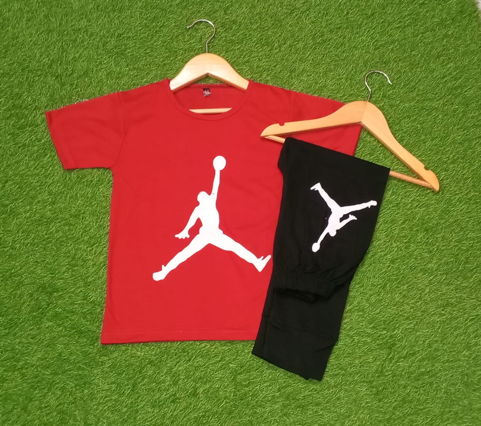 Red Basket Tracksuit Printed Half Sleeve Kids Suit (Each)