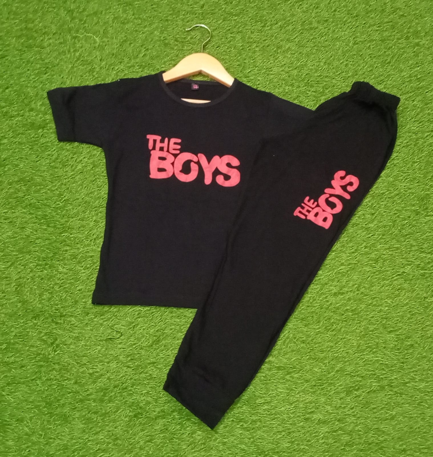 Black The Boys Printed Half Sleeve Kids Suit (Each)