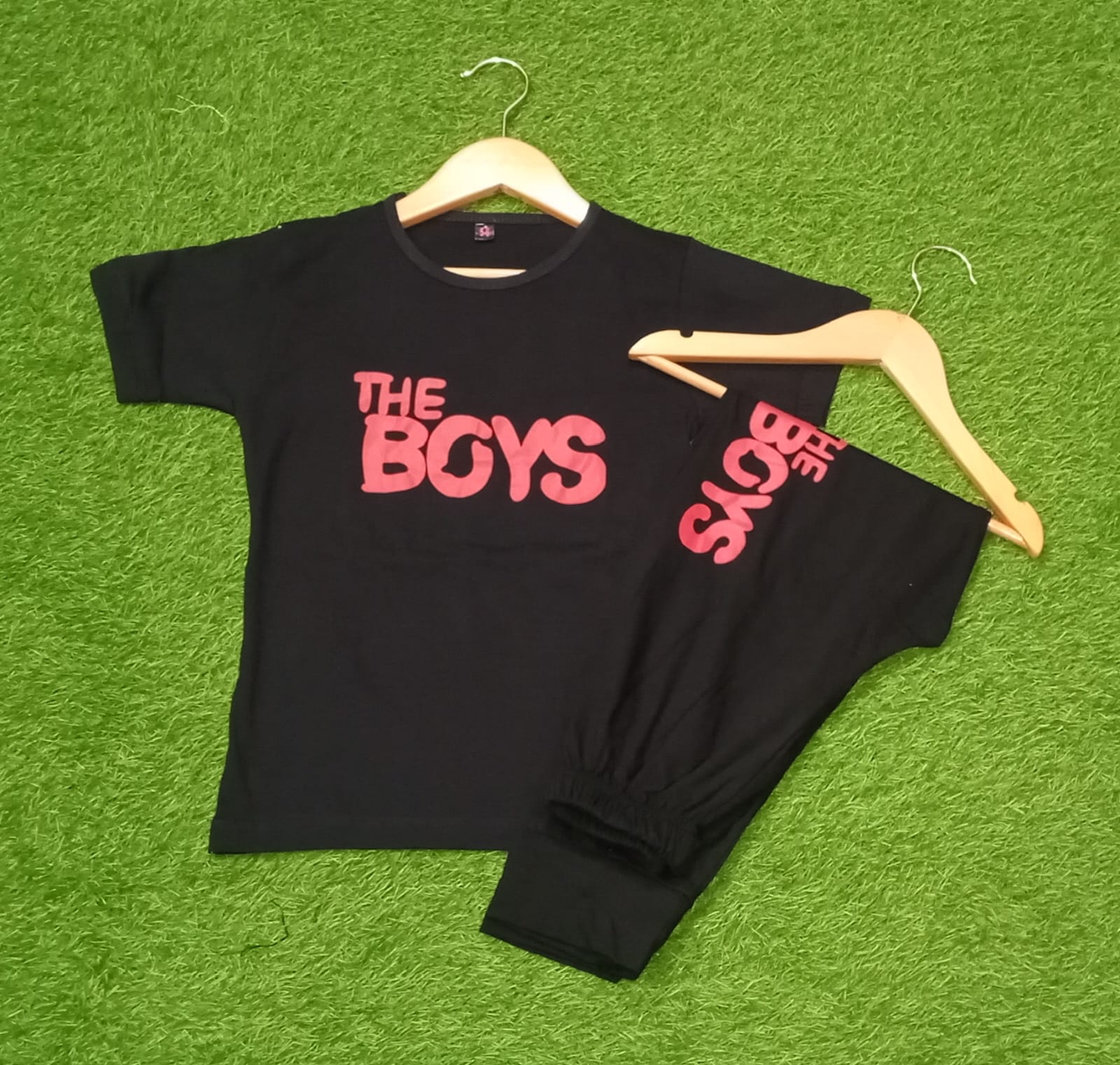 Black The Boys Printed Half Sleeve Kids Suit (Each)