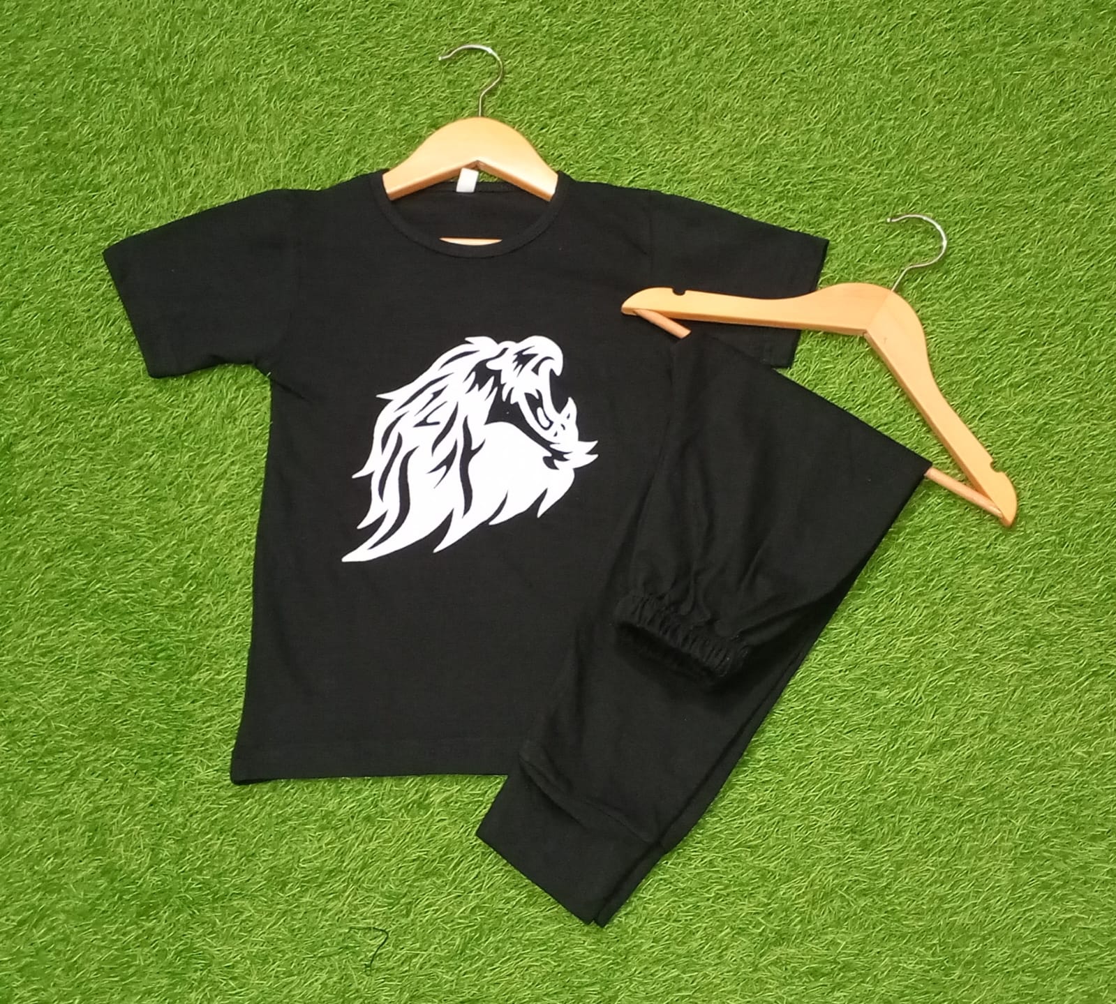 Black Lion Printed Half Sleeve Kids Suit (Each)
