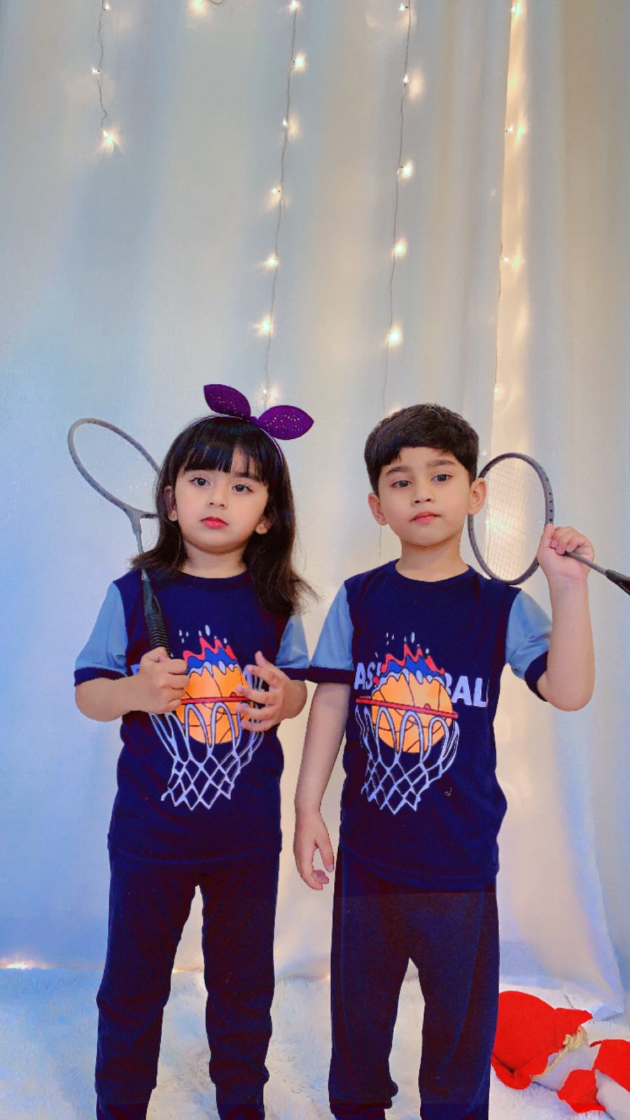 Blue Basketball Half Sleeve Kids Suit (Each)