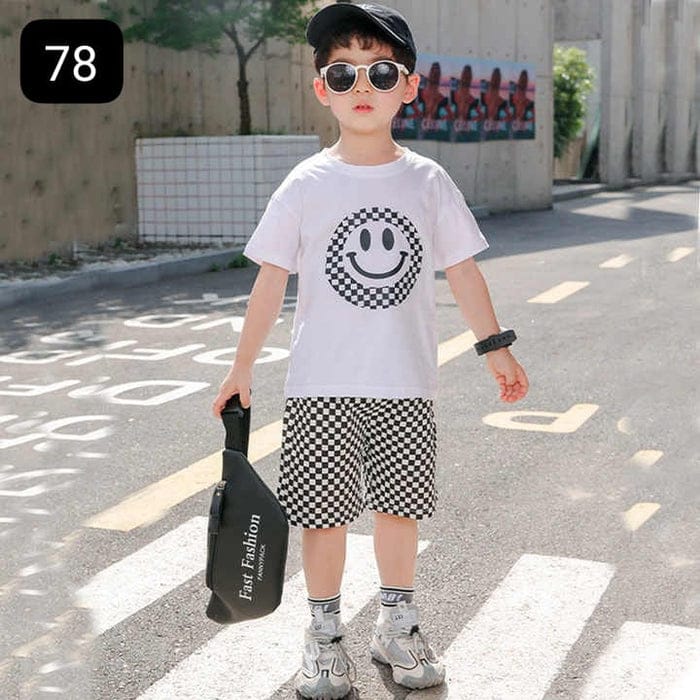 Grey Smiley Half Sleeve Kids Suit (Each)