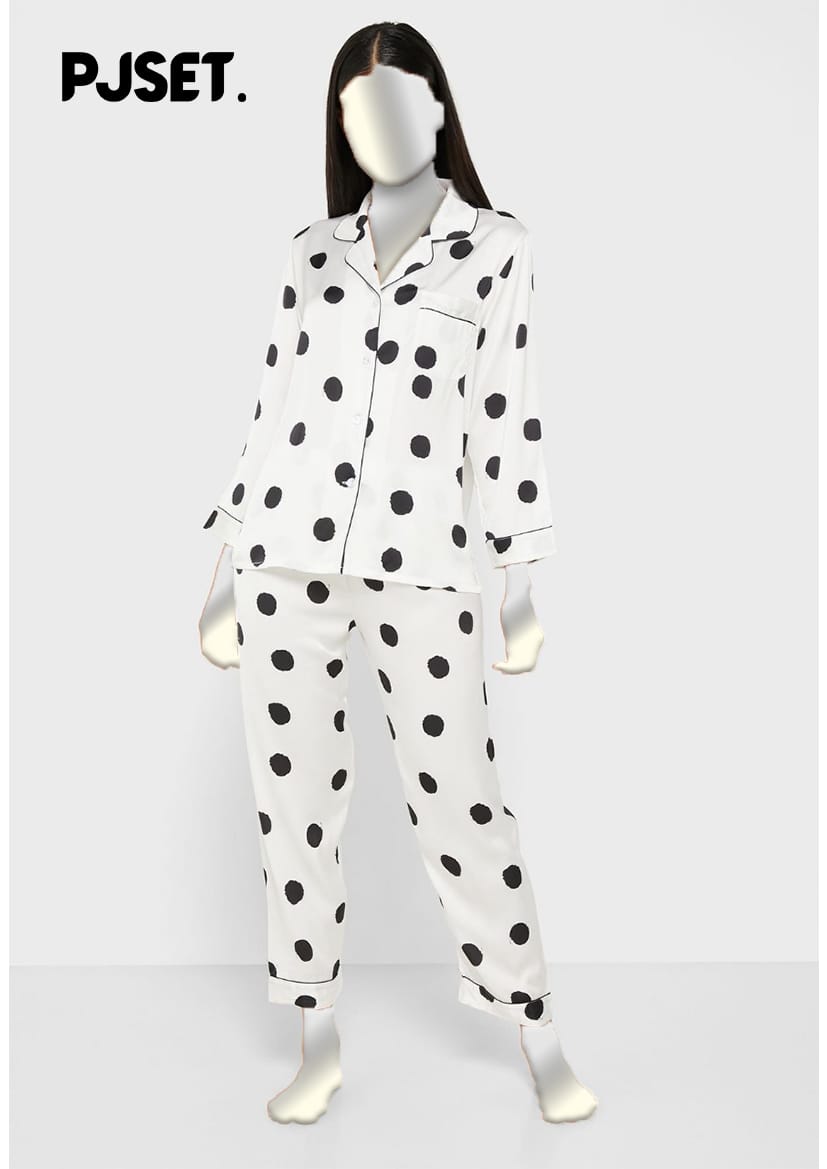 Polka dot Silk Night Suit