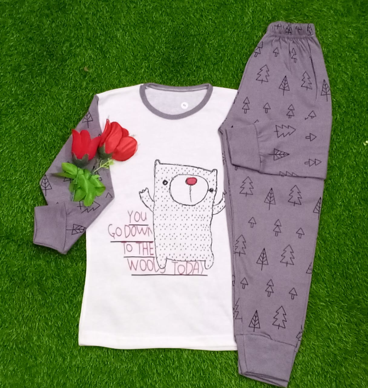 Purple and White Cat Kids Wear