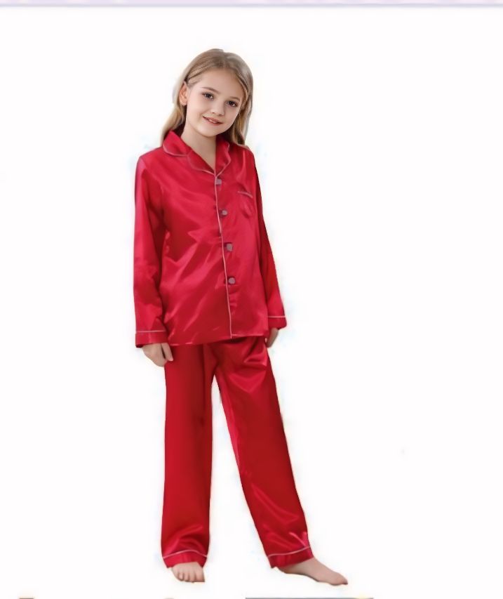 Red Silk  Silk Pajamas  Set