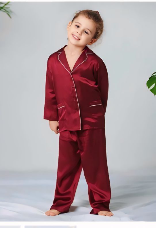 Maroon Silk Pajamas  Set