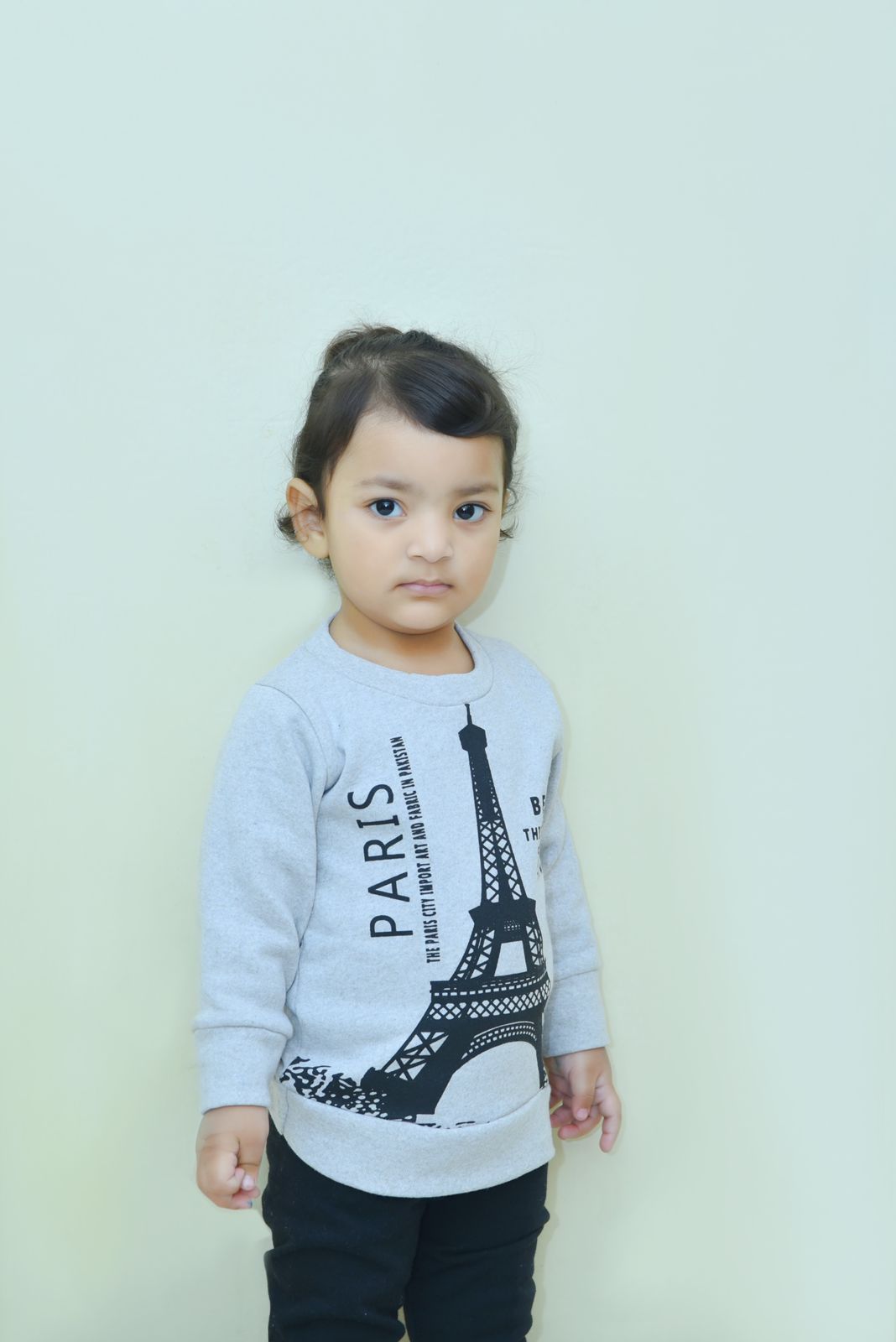 Fleece Fabric Grey Paris Printed Suit  ( Each )