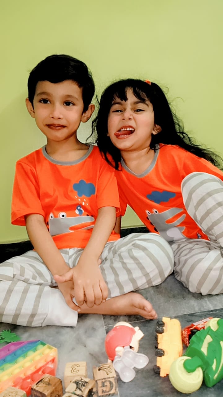 Grey Dinasour Half Sleeve Kids Suit (Each)