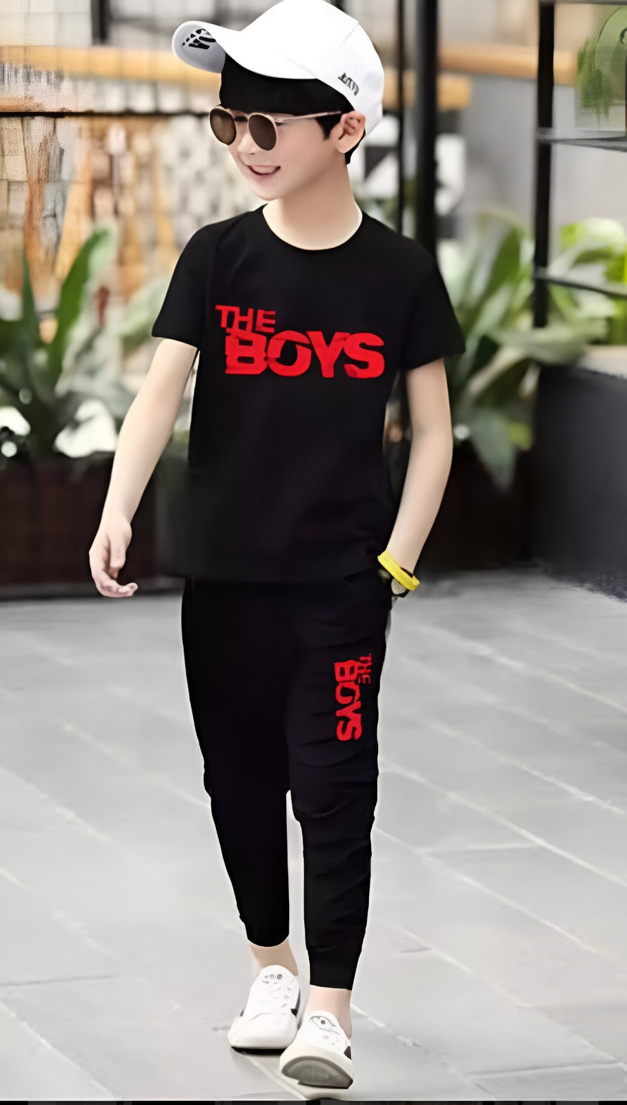 Black The Boys Printed Half Sleeve Kids Suit (Each)