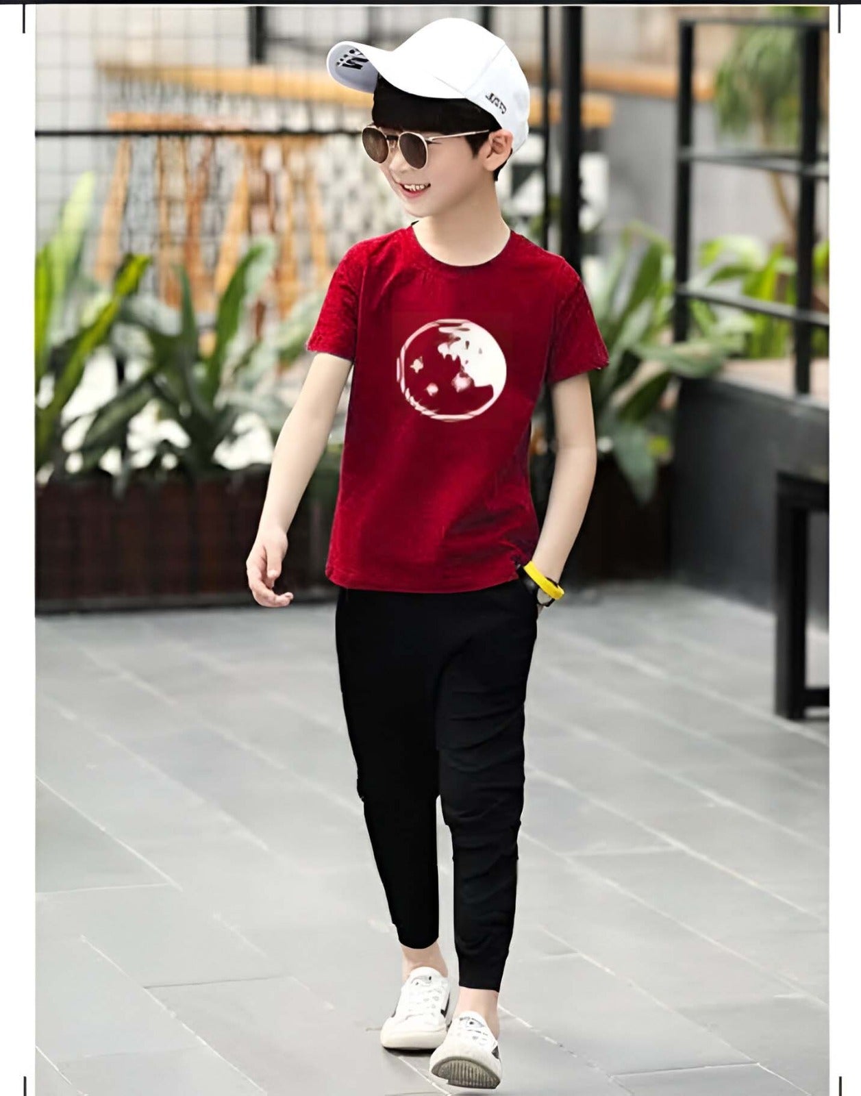 Red Moon Printed Half Sleeve Kids Suit (Each)