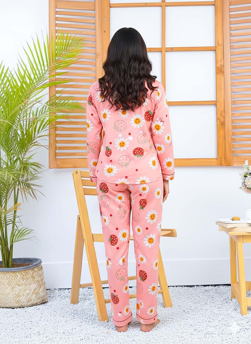 Imported Linen Printed Strawberry PJ Set-LP8