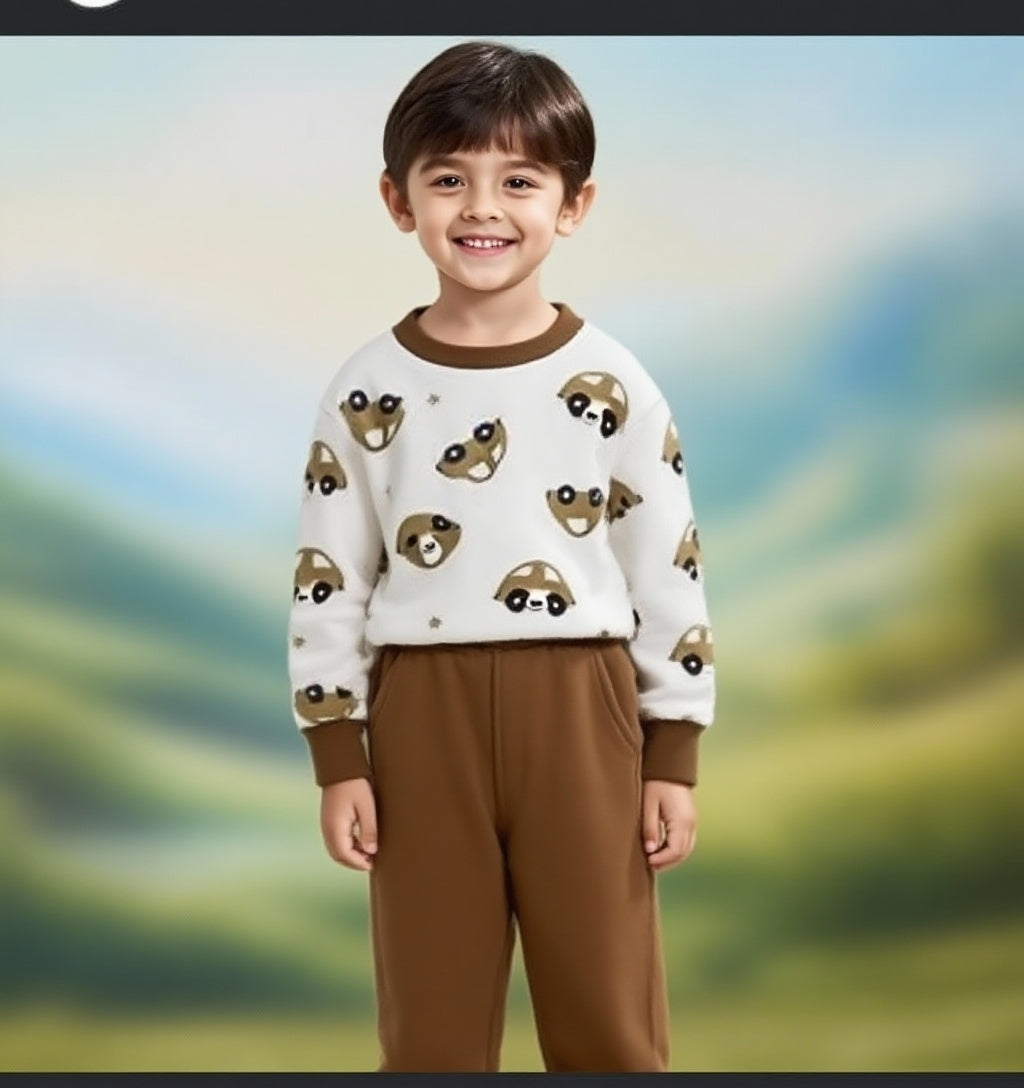 Brown Car Printed Kids Winter Suit ( Each )