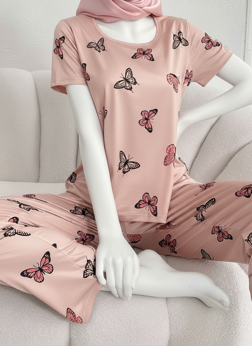 Monach Butterfly Printed Night Suit