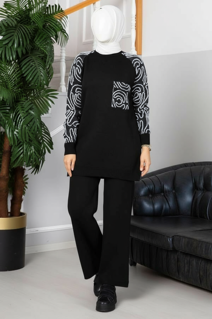 Winter Wood Printed Style Long Sleeves 2 PCs Co-Ord Set