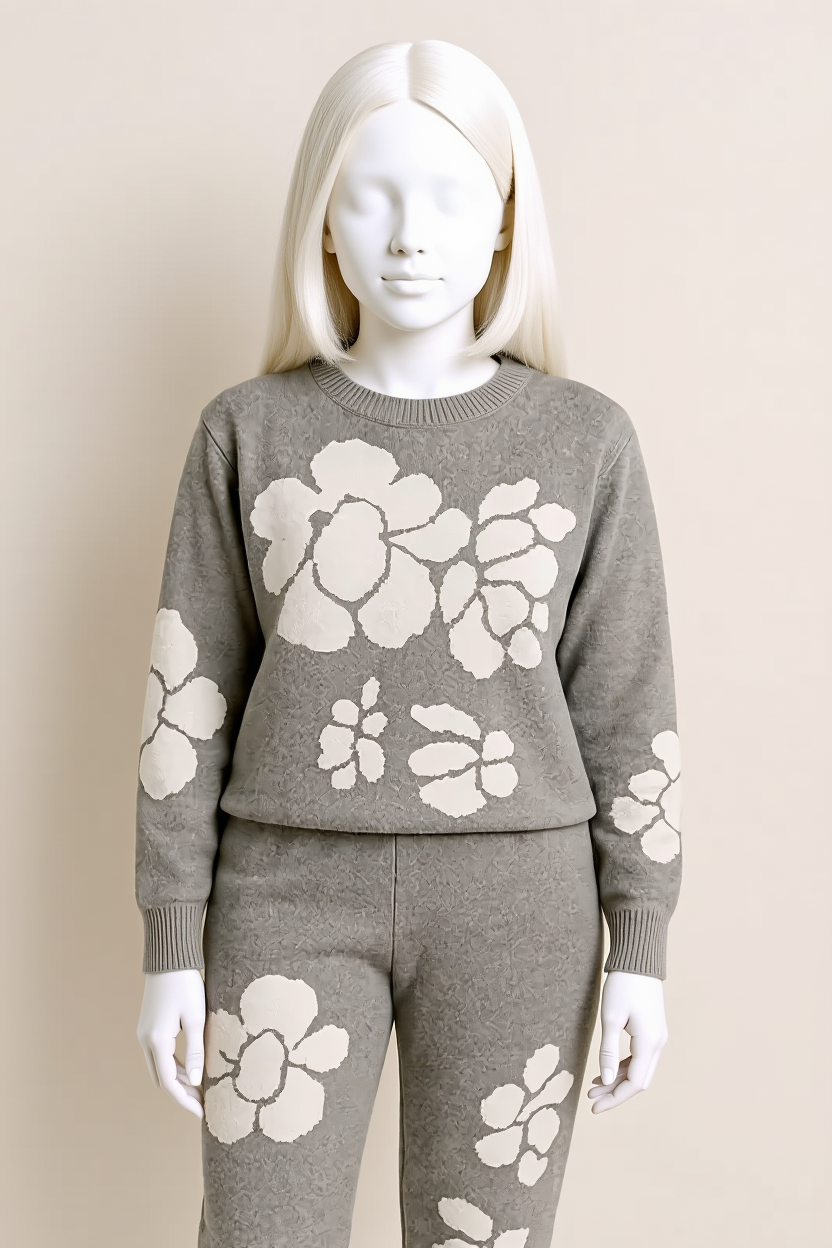 Grey Floral Knit Co-ord – Soft