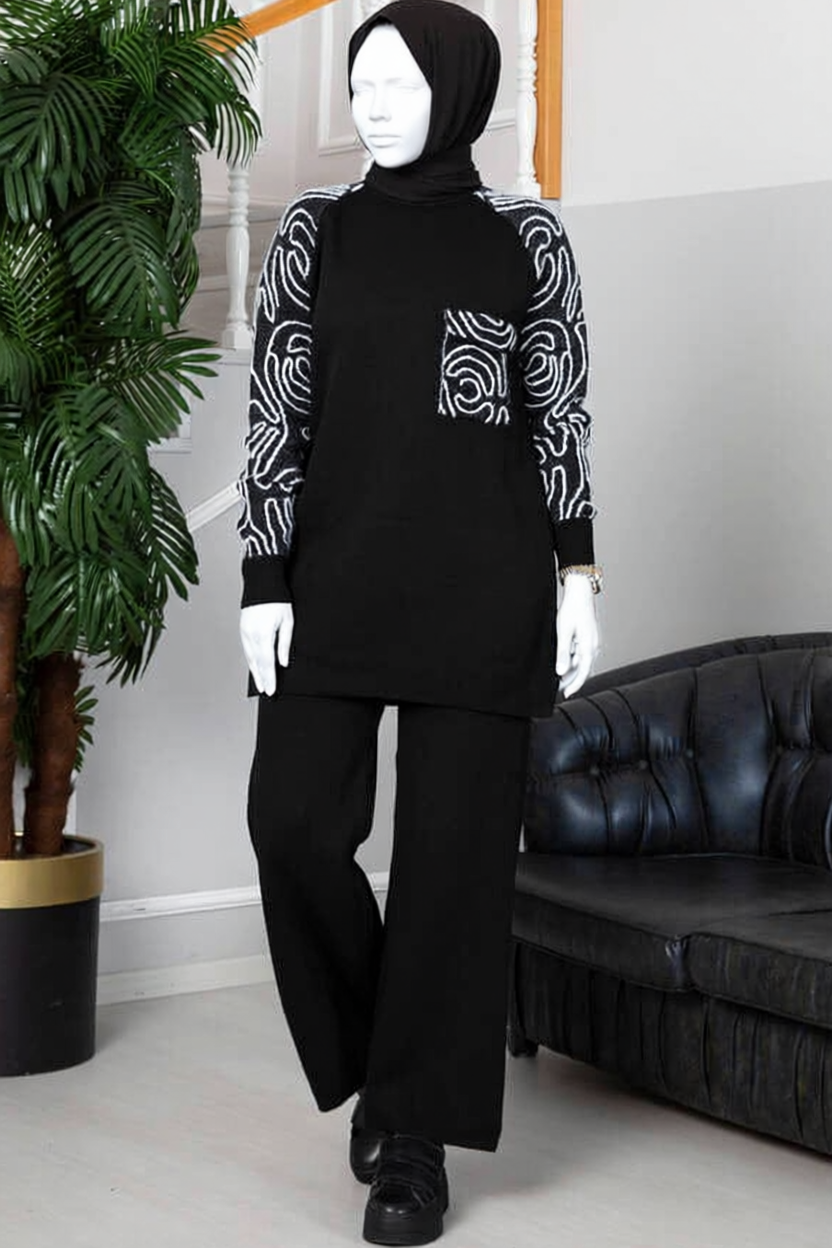 Winter Wood Printed Style Long Sleeves 2 PCs Co-Ord Set