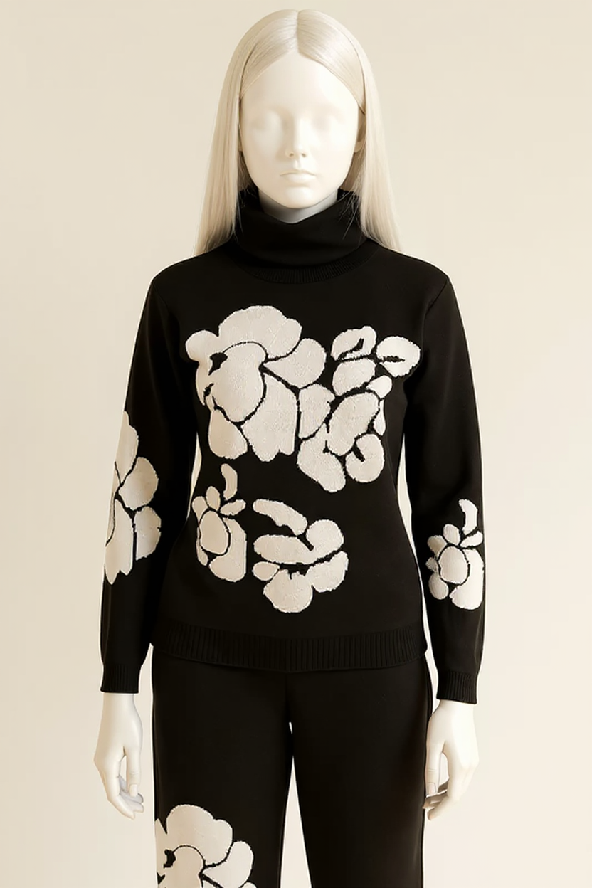 Black Floral Knit Co-ord – Bold