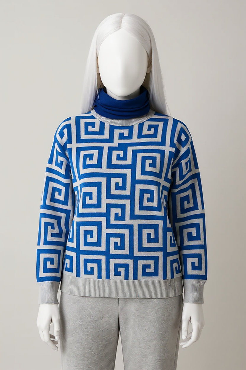 Blue Geometric Knit CO ORDS Bold
