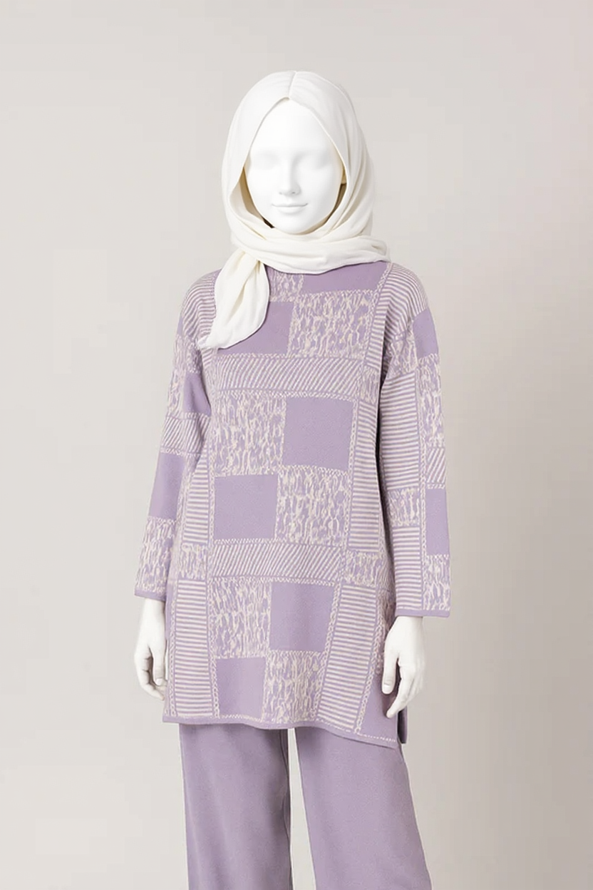 Lavender Patchwork Knit Set