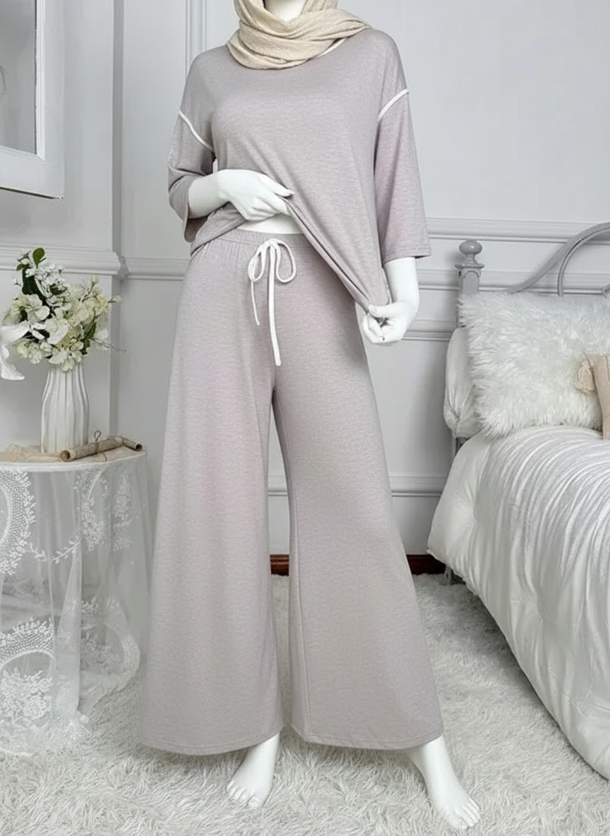 Grey Palazzo Style Night Suit