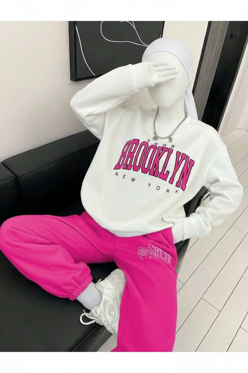 Winter Dark Pink Brooklyn Printed Co-Ord Set For Women