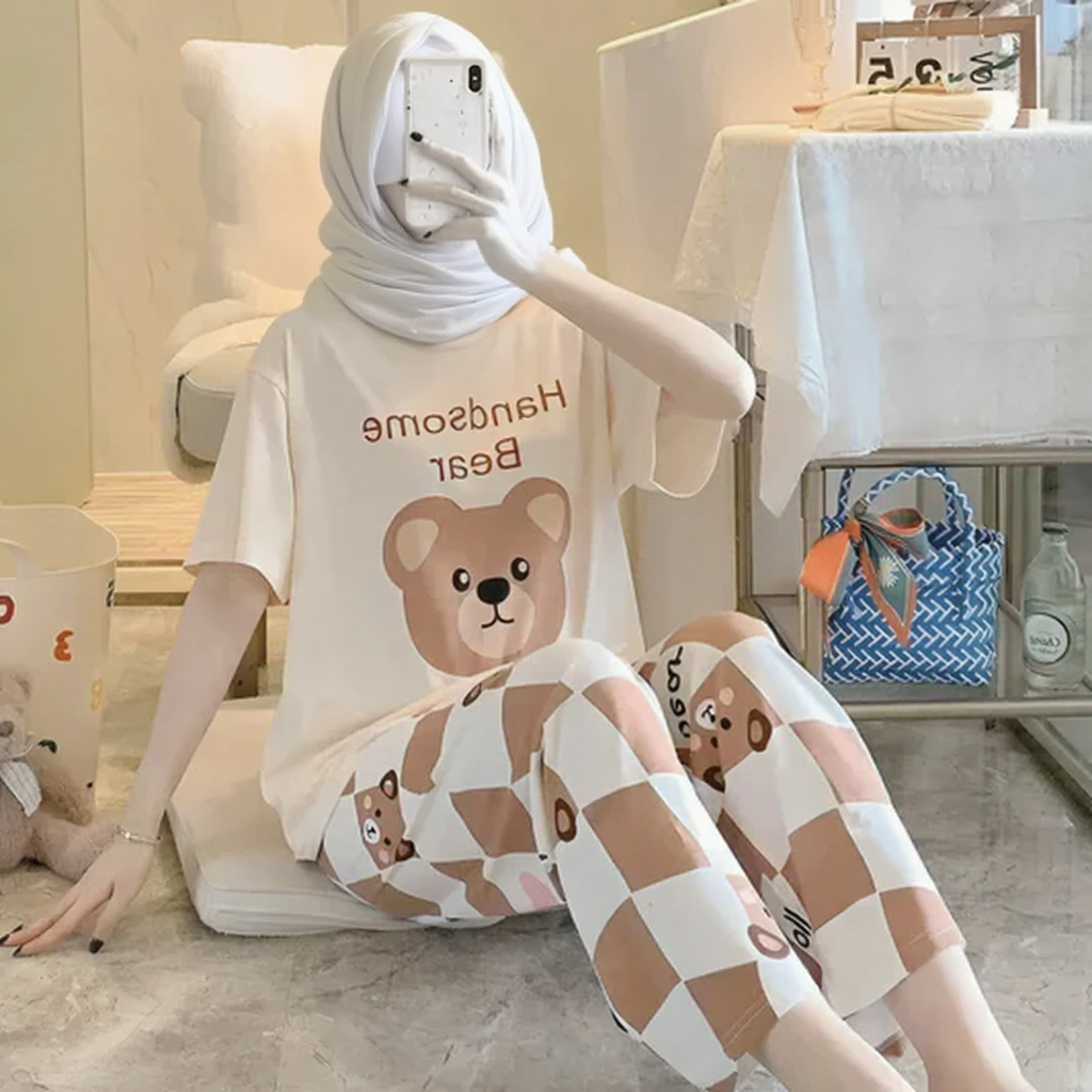 Handsome Bear Printed Night Suit