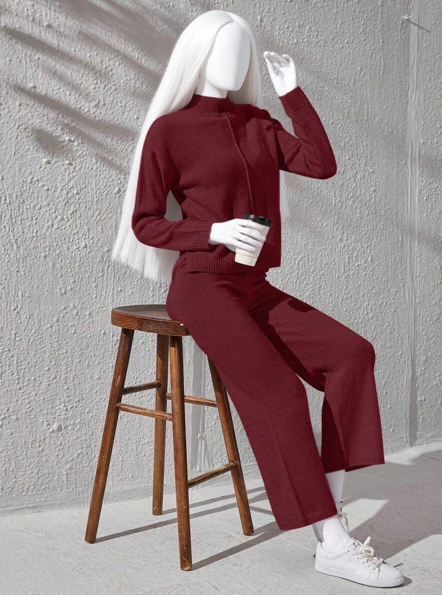 Winter maroon Basic 2 PC Co-Ord Set